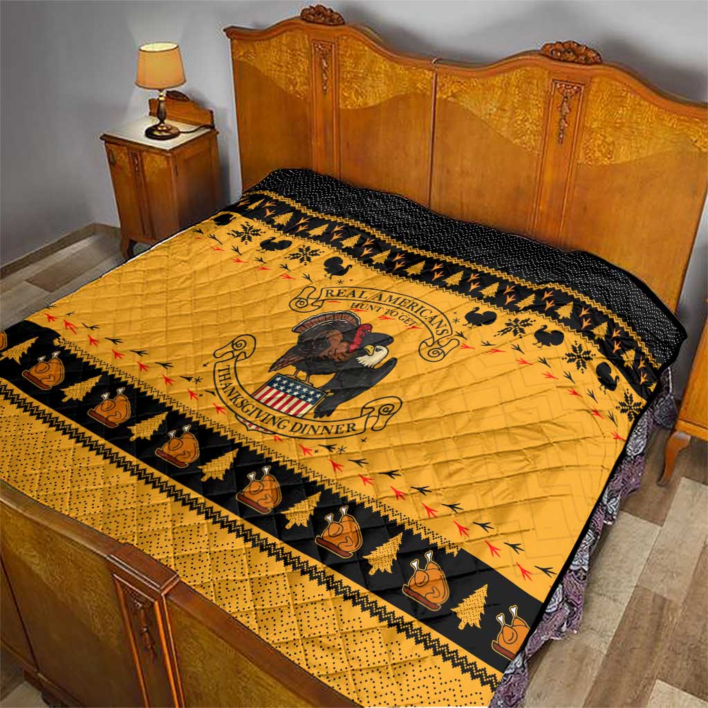 Americans Turkey Hunting Thanksgiving Christmas Quilt Xmas Holiday Patterns - Wonder Print Shop