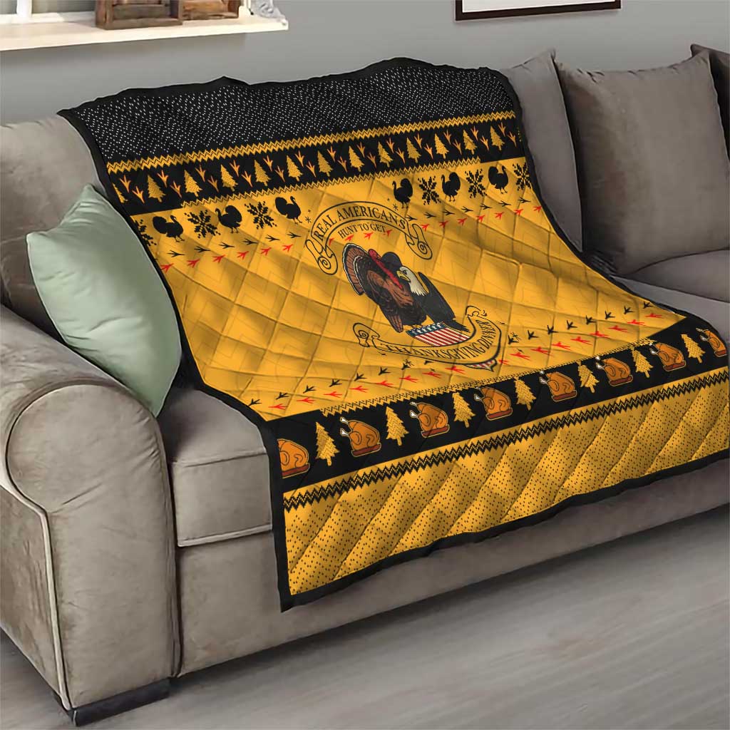 Americans Turkey Hunting Thanksgiving Christmas Quilt Xmas Holiday Patterns - Wonder Print Shop