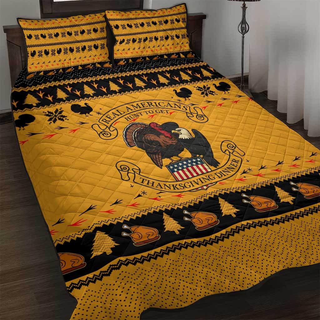 Americans Turkey Hunting Thanksgiving Christmas Quilt Bed Set Xmas Holiday Patterns - Wonder Print Shop