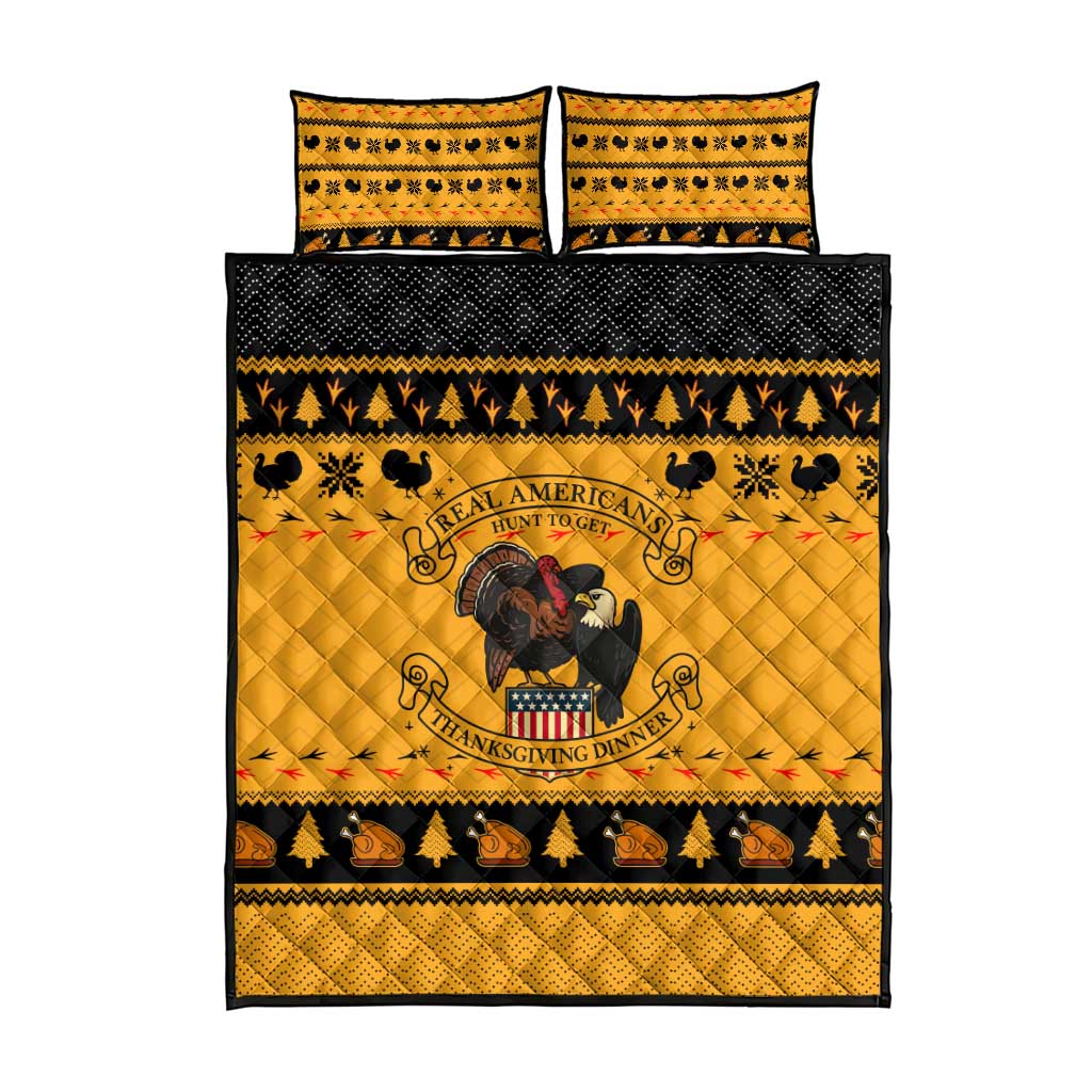 Americans Turkey Hunting Thanksgiving Christmas Quilt Bed Set Xmas Holiday Patterns - Wonder Print Shop