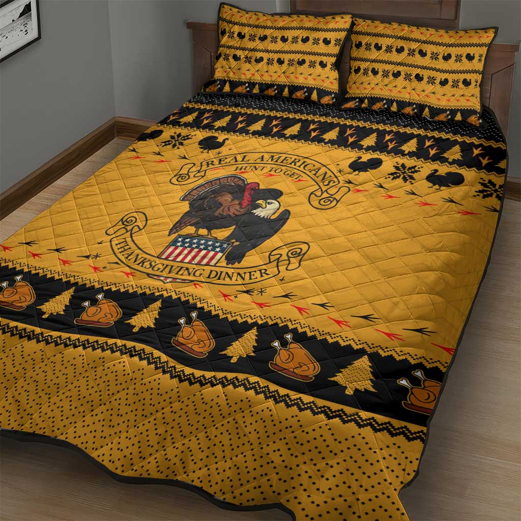 Americans Turkey Hunting Thanksgiving Christmas Quilt Bed Set Xmas Holiday Patterns - Wonder Print Shop