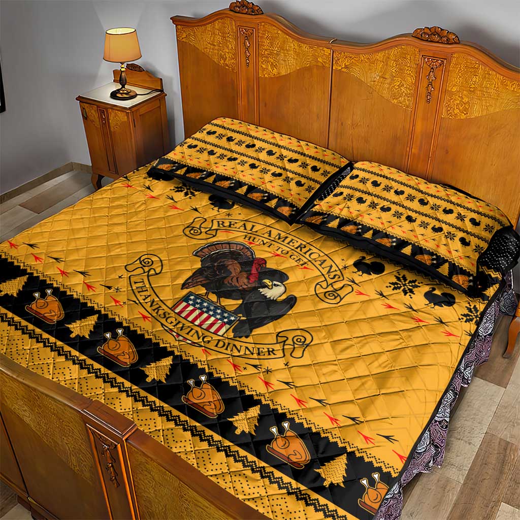 Americans Turkey Hunting Thanksgiving Christmas Quilt Bed Set Xmas Holiday Patterns - Wonder Print Shop