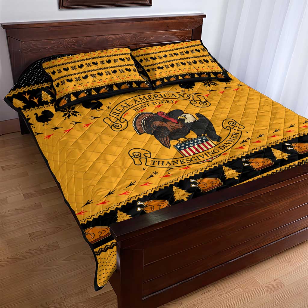 Americans Turkey Hunting Thanksgiving Christmas Quilt Bed Set Xmas Holiday Patterns - Wonder Print Shop