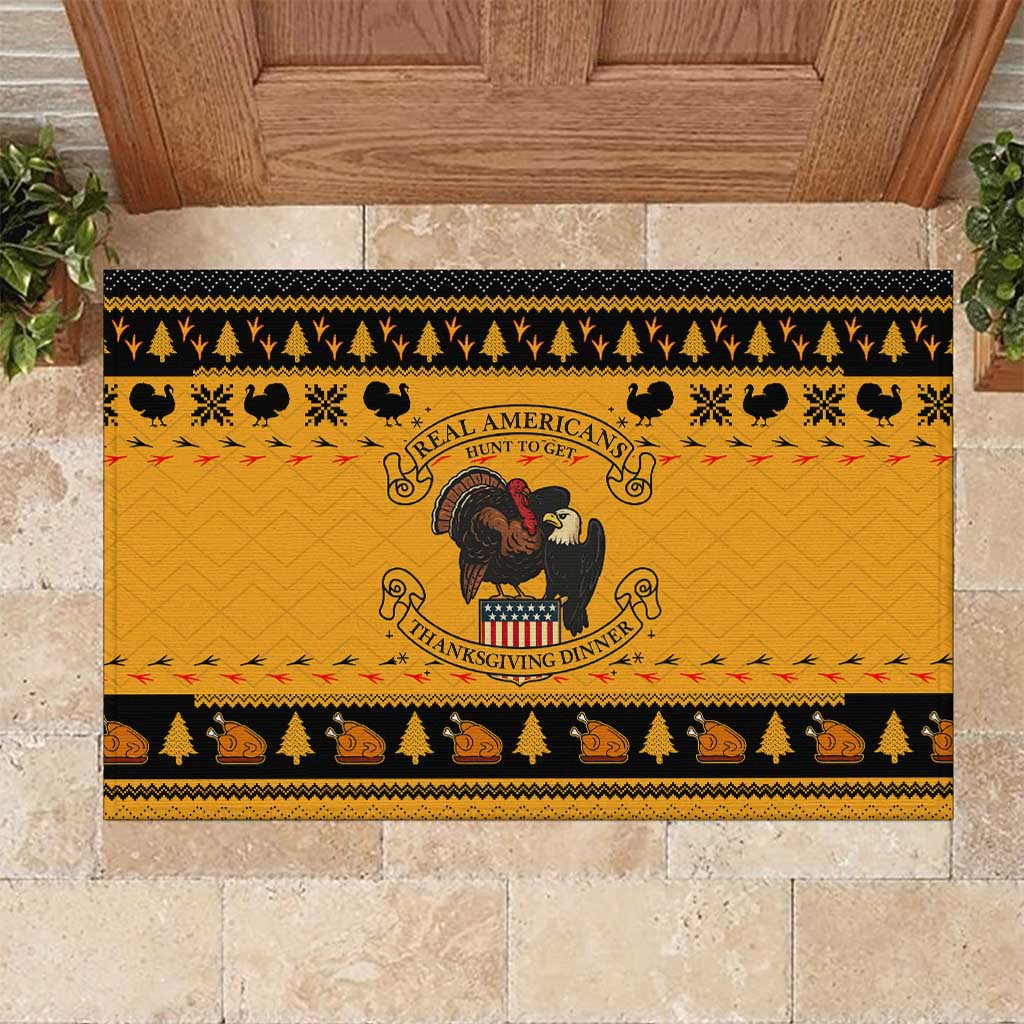 Americans Turkey Hunting Thanksgiving Christmas Rubber Doormat Xmas Holiday Patterns - Wonder Print Shop
