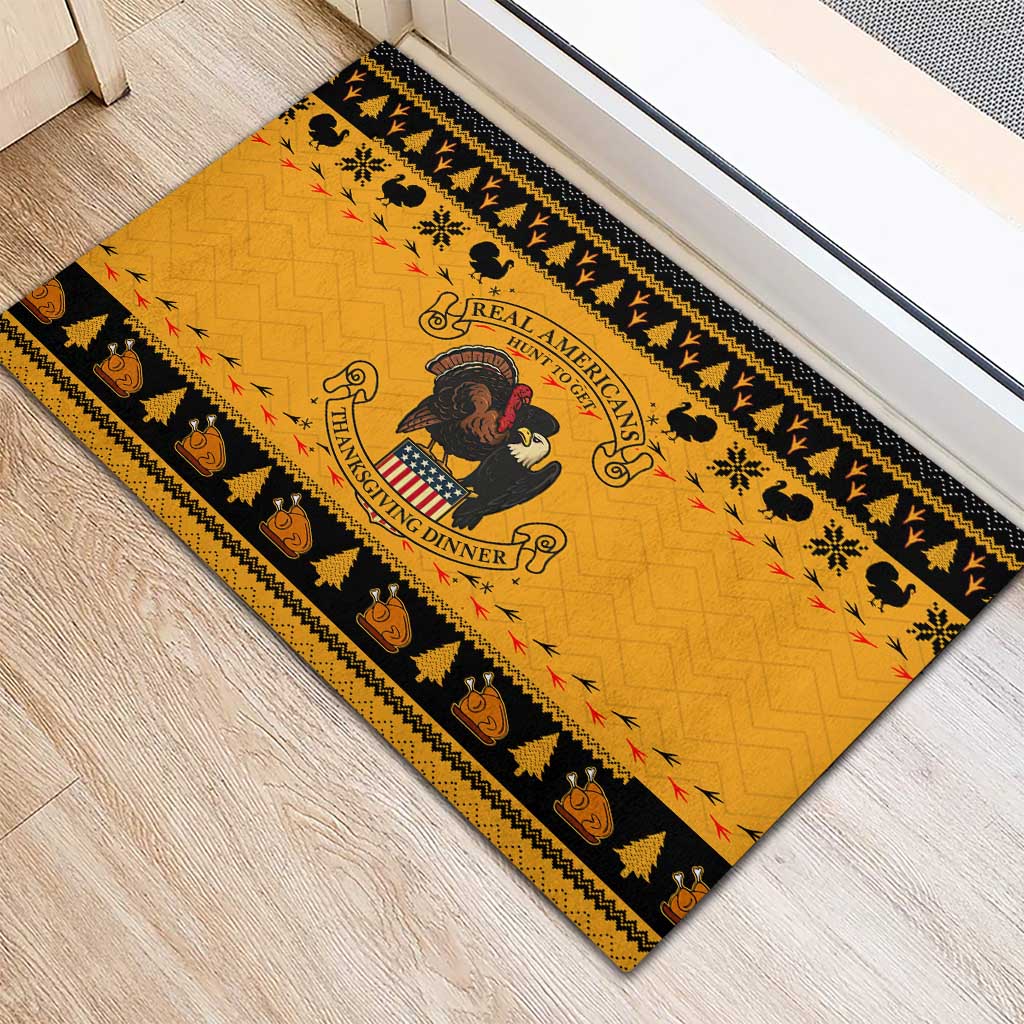 Americans Turkey Hunting Thanksgiving Christmas Rubber Doormat Xmas Holiday Patterns - Wonder Print Shop