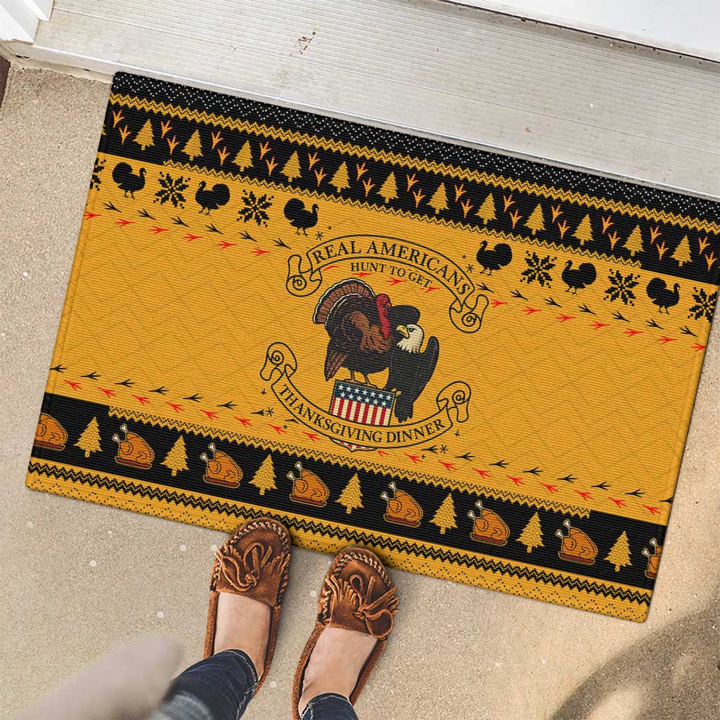 Americans Turkey Hunting Thanksgiving Christmas Rubber Doormat Xmas Holiday Patterns - Wonder Print Shop