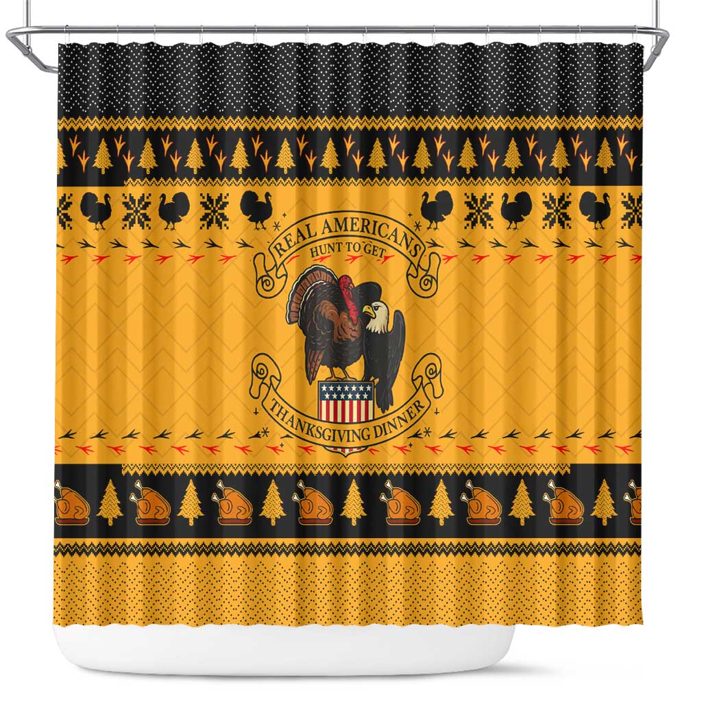 Americans Turkey Hunting Thanksgiving Christmas Shower Curtain Xmas Holiday Patterns - Wonder Print Shop