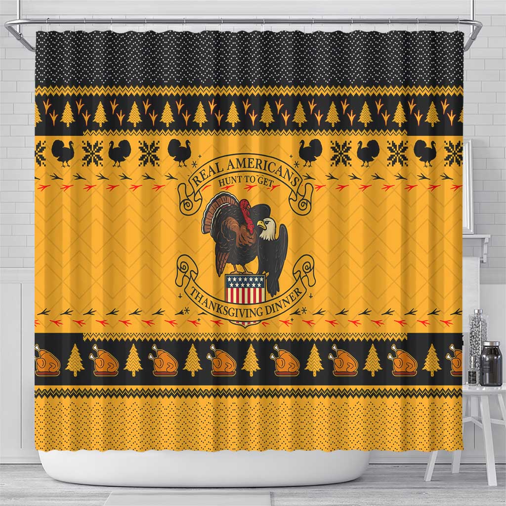 Americans Turkey Hunting Thanksgiving Christmas Shower Curtain Xmas Holiday Patterns - Wonder Print Shop