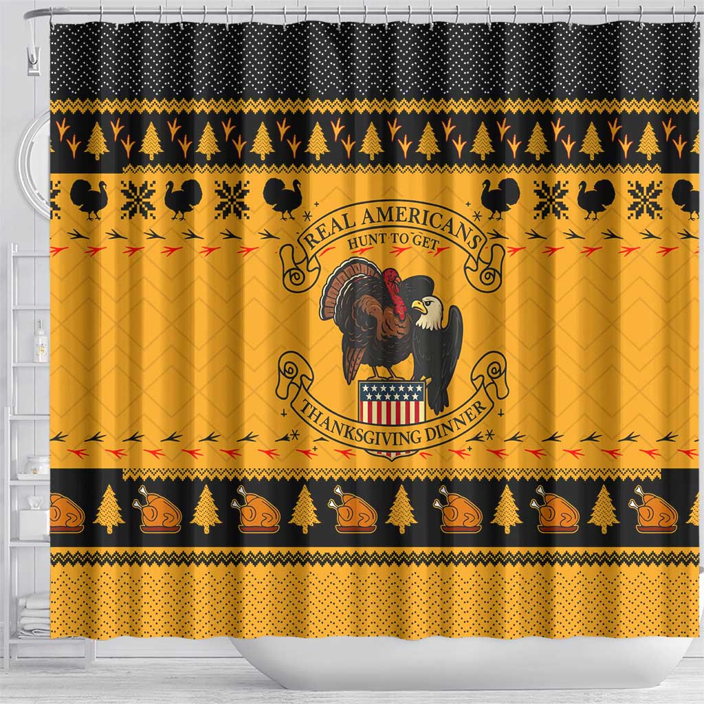 Americans Turkey Hunting Thanksgiving Christmas Shower Curtain Xmas Holiday Patterns - Wonder Print Shop