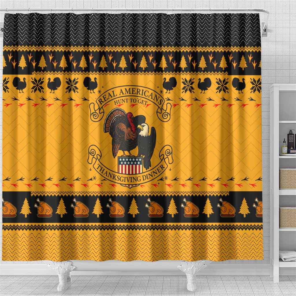 Americans Turkey Hunting Thanksgiving Christmas Shower Curtain Xmas Holiday Patterns - Wonder Print Shop