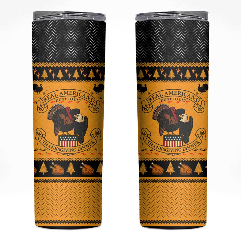 Americans Turkey Hunting Thanksgiving Christmas Skinny Tumbler Xmas Holiday Patterns - Wonder Print Shop