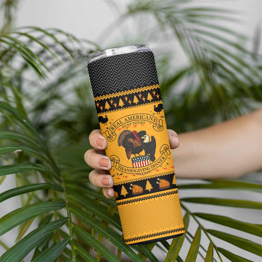 Americans Turkey Hunting Thanksgiving Christmas Skinny Tumbler Xmas Holiday Patterns - Wonder Print Shop