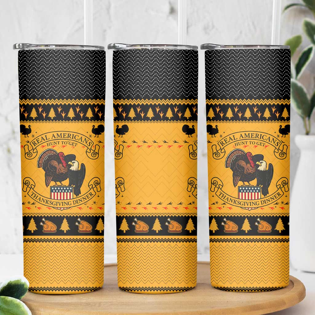 Americans Turkey Hunting Thanksgiving Christmas Skinny Tumbler Xmas Holiday Patterns - Wonder Print Shop