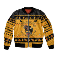 Americans Turkey Hunting Thanksgiving Christmas Sleeve Zip Bomber Jacket Xmas Holiday Patterns - Wonder Print Shop