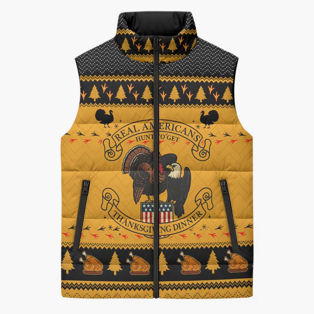 Americans Turkey Hunting Thanksgiving Christmas Sleeveless Puffer Jacket Xmas Holiday Patterns - Wonder Print Shop