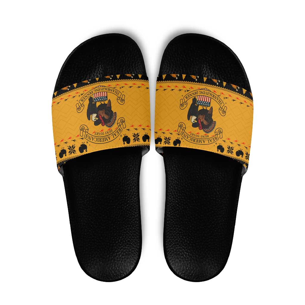 Americans Turkey Hunting Thanksgiving Christmas Slide Sandals Xmas Holiday Patterns - Wonder Print Shop