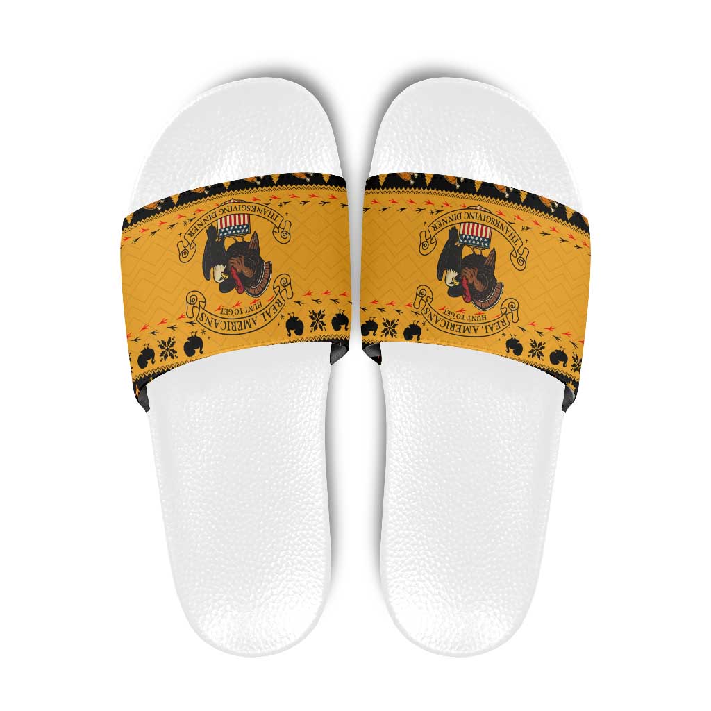 Americans Turkey Hunting Thanksgiving Christmas Slide Sandals Xmas Holiday Patterns - Wonder Print Shop