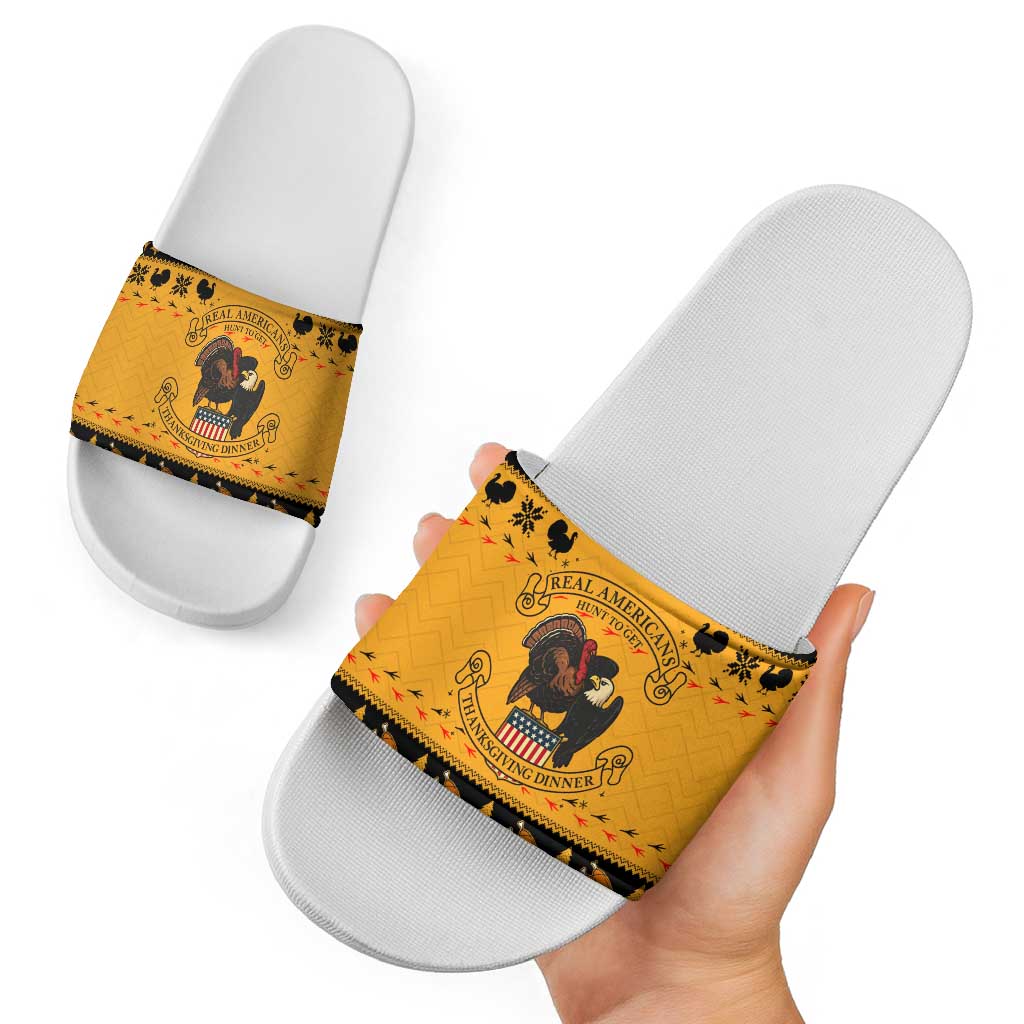 Americans Turkey Hunting Thanksgiving Christmas Slide Sandals Xmas Holiday Patterns - Wonder Print Shop