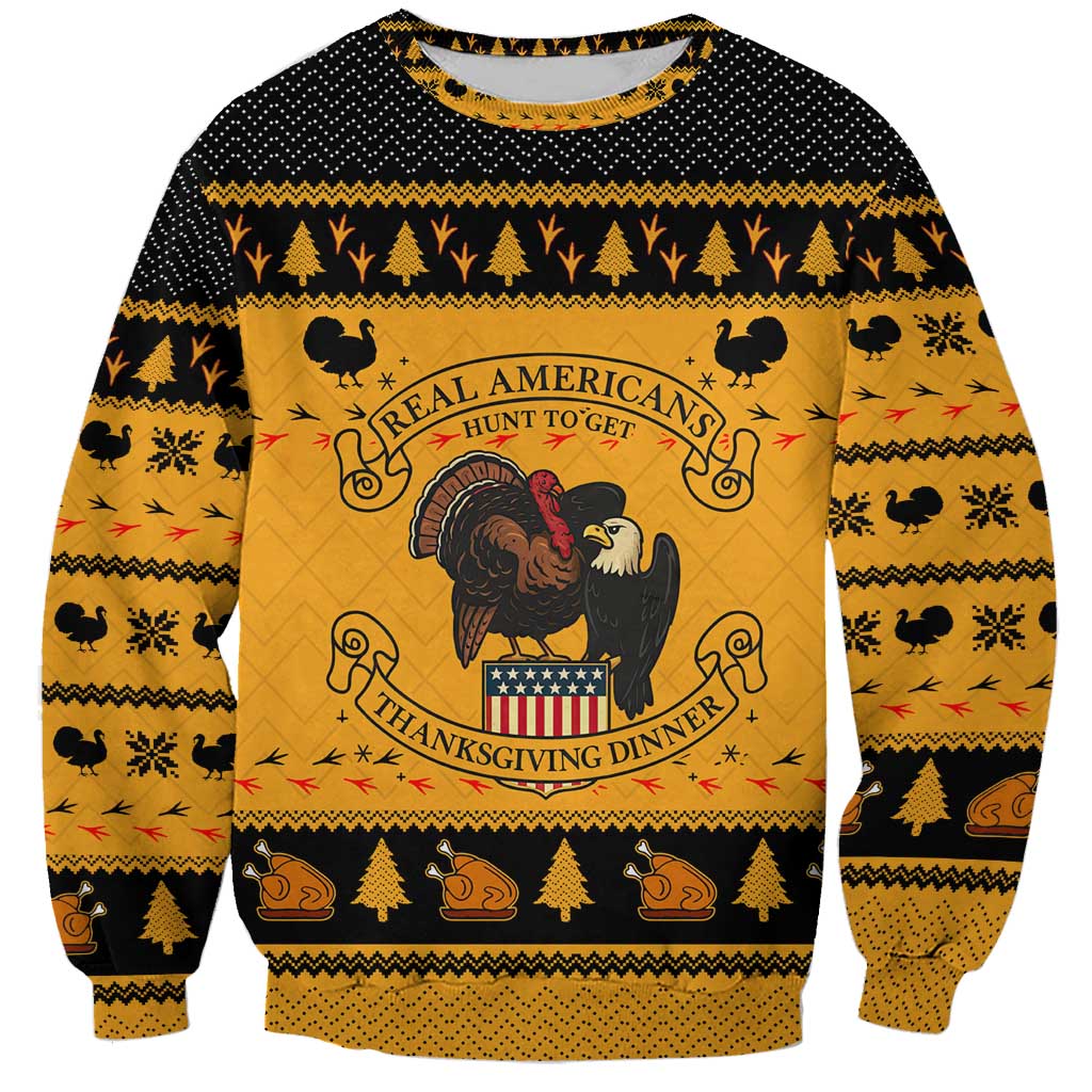 Americans Turkey Hunting Thanksgiving Christmas Sweatshirt Xmas Holiday Patterns - Wonder Print Shop