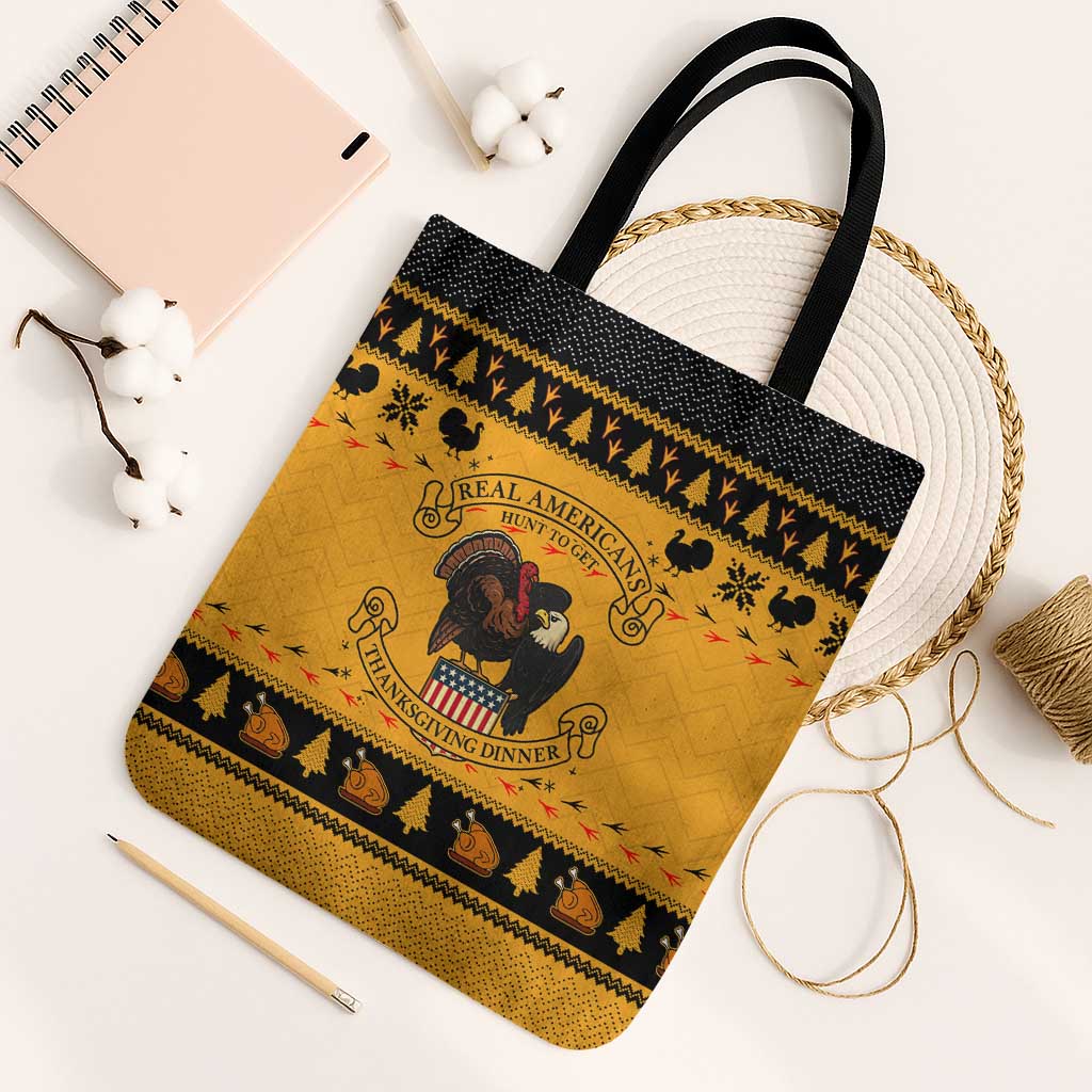 Americans Turkey Hunting Thanksgiving Christmas Tote Bag Xmas Holiday Patterns - Wonder Print Shop