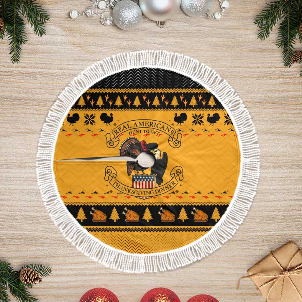 Americans Turkey Hunting Thanksgiving Christmas Tree Skirt Xmas Holiday Patterns - Wonder Print Shop