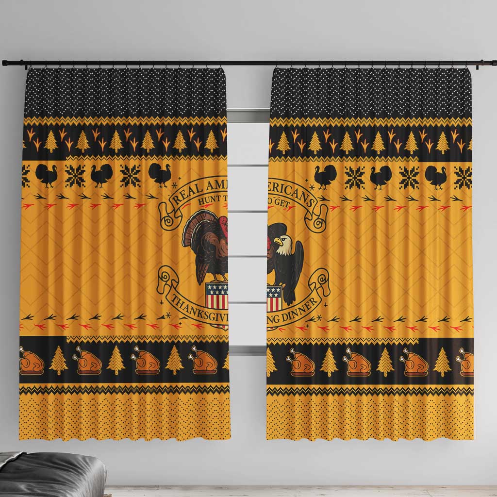 Americans Turkey Hunting Thanksgiving Christmas Window Curtain Xmas Holiday Patterns - Wonder Print Shop