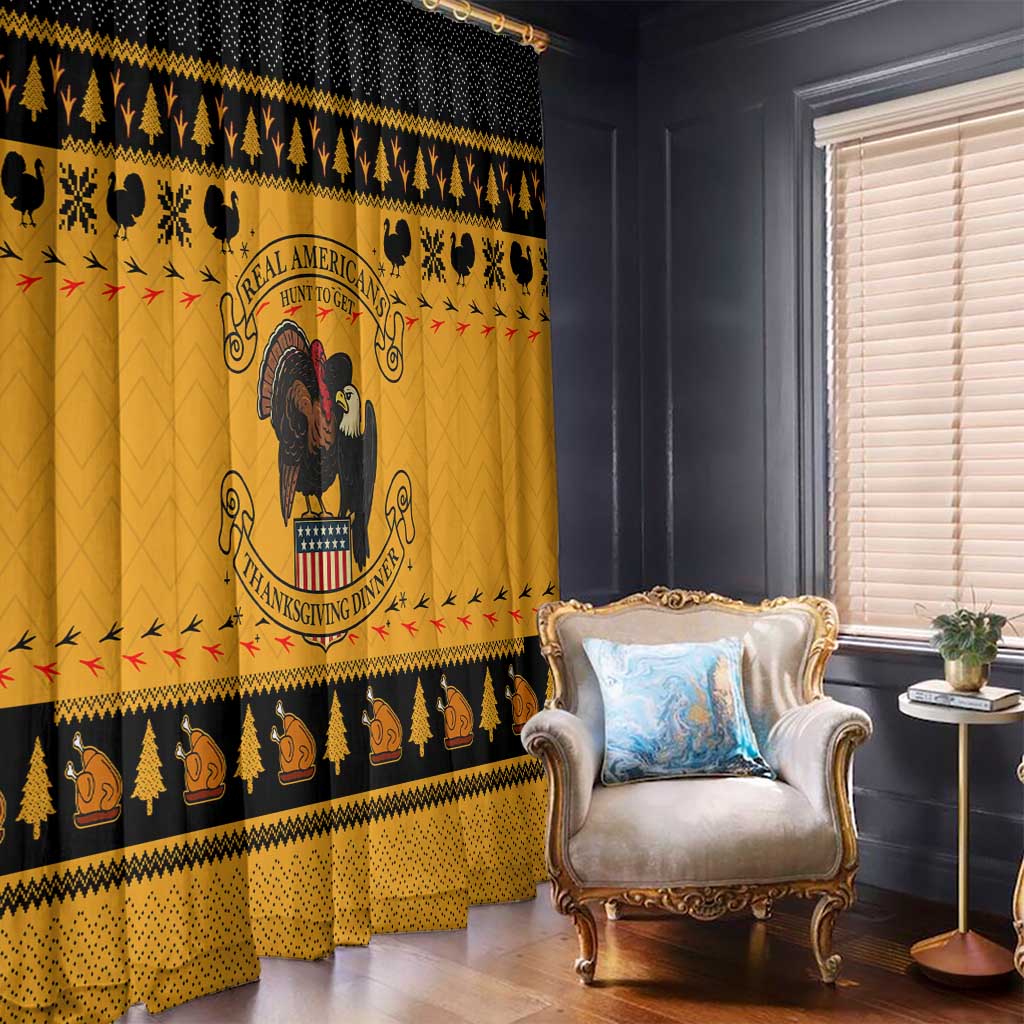 Americans Turkey Hunting Thanksgiving Christmas Window Curtain Xmas Holiday Patterns - Wonder Print Shop