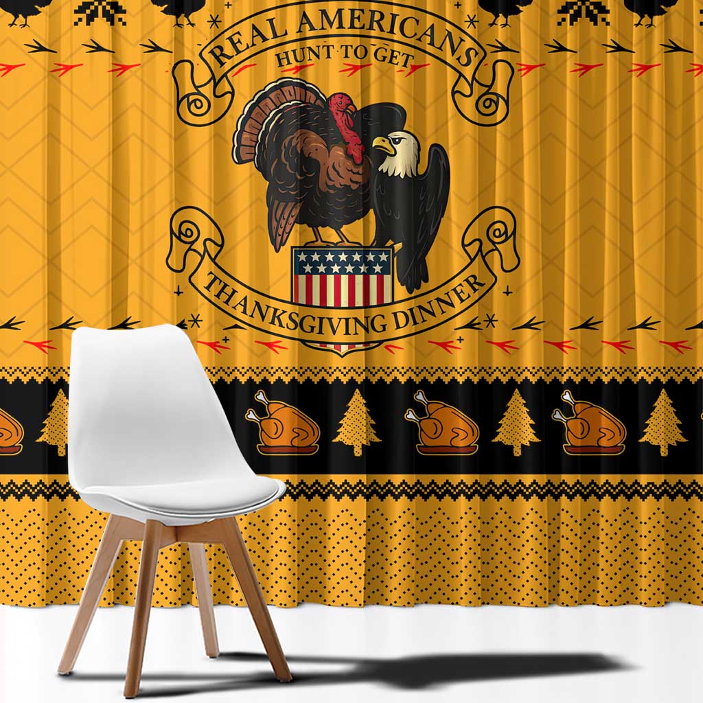 Americans Turkey Hunting Thanksgiving Christmas Window Curtain Xmas Holiday Patterns - Wonder Print Shop
