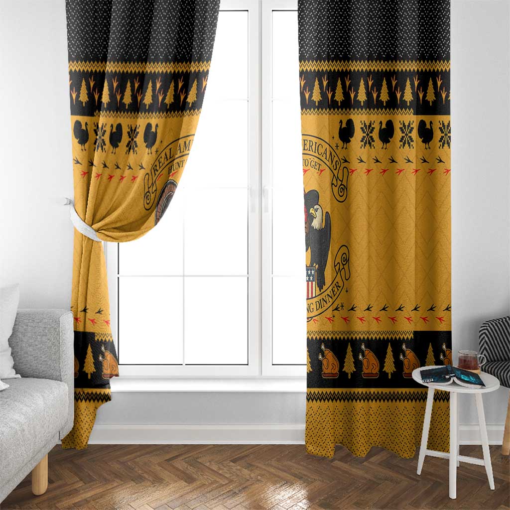 Americans Turkey Hunting Thanksgiving Christmas Window Curtain Xmas Holiday Patterns - Wonder Print Shop