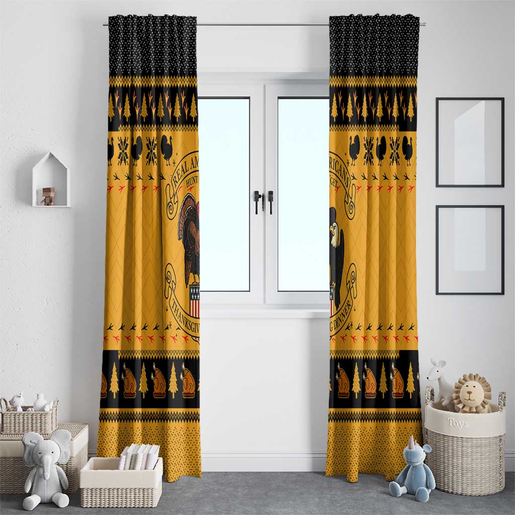 Americans Turkey Hunting Thanksgiving Christmas Window Curtain Xmas Holiday Patterns - Wonder Print Shop