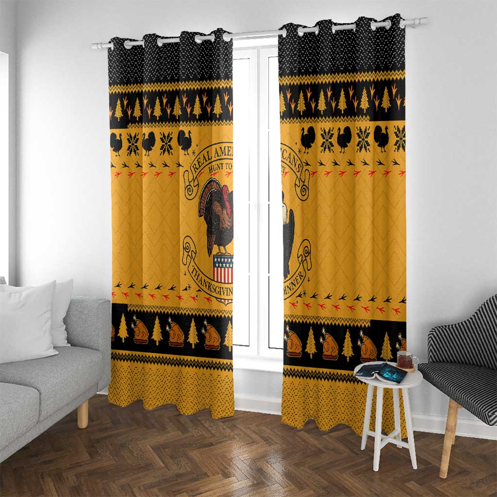 Americans Turkey Hunting Thanksgiving Christmas Window Curtain Xmas Holiday Patterns - Wonder Print Shop