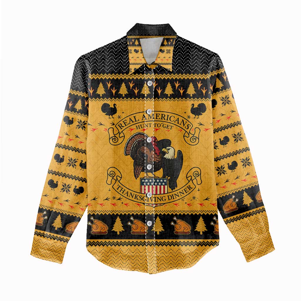 Americans Turkey Hunting Thanksgiving Christmas Women Casual Shirt Xmas Holiday Patterns - Wonder Print Shop