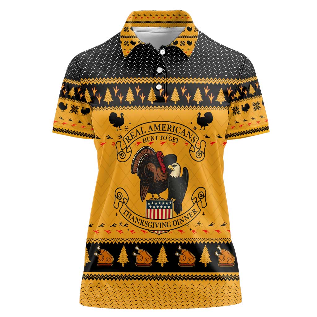 Americans Turkey Hunting Thanksgiving Christmas Women Polo Shirt Xmas Holiday Patterns - Wonder Print Shop