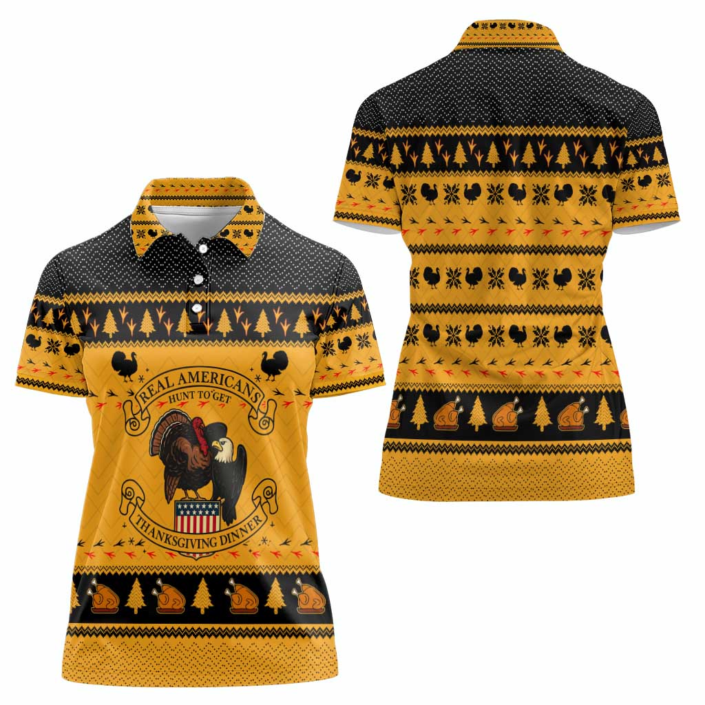 Americans Turkey Hunting Thanksgiving Christmas Women Polo Shirt Xmas Holiday Patterns - Wonder Print Shop