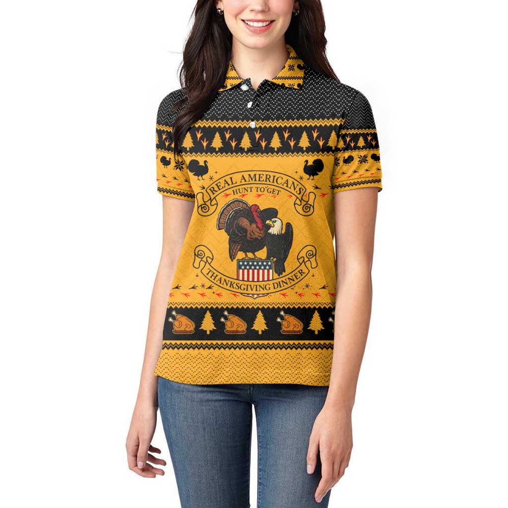 Americans Turkey Hunting Thanksgiving Christmas Women Polo Shirt Xmas Holiday Patterns - Wonder Print Shop