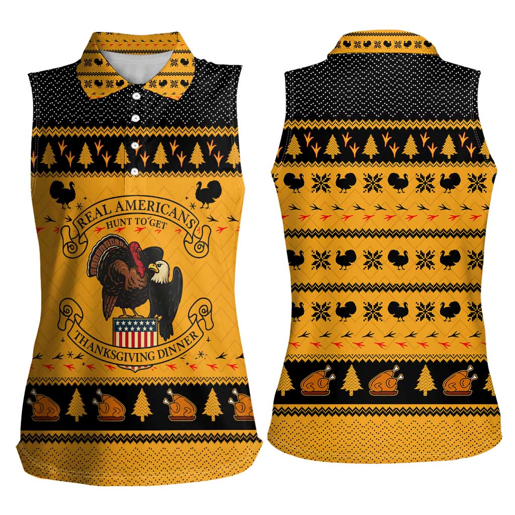 Americans Turkey Hunting Thanksgiving Christmas Women Sleeveless Polo Shirt Xmas Holiday Patterns - Wonder Print Shop