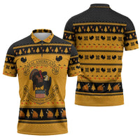 Americans Turkey Hunting Thanksgiving Christmas Zipper Polo Shirt Xmas Holiday Patterns - Wonder Print Shop