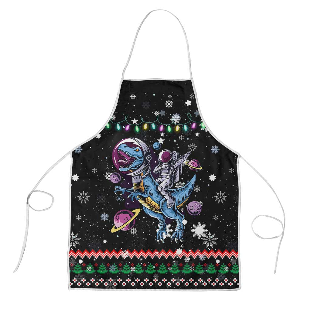 Astronauts Ride A T Rex In Space With The Planet Christmas Apron Xmas Holiday Patterns - Wonder Print Shop
