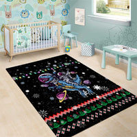 Astronauts Ride A T Rex In Space With The Planet Christmas Area Rug Xmas Holiday Patterns - Wonder Print Shop
