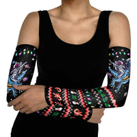 Astronauts Ride A T Rex In Space With The Planet Christmas Arm Sleeves Xmas Holiday Patterns - Wonder Print Shop