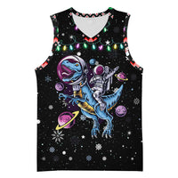 Astronauts Ride A T Rex In Space With The Planet Christmas Basketball Jersey Xmas Holiday Patterns - Wonder Print Shop