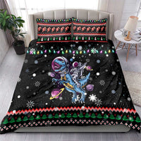 Astronauts Ride A T Rex In Space With The Planet Christmas Bedding Set Xmas Holiday Patterns - Wonder Print Shop