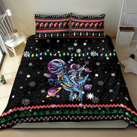 Astronauts Ride A T Rex In Space With The Planet Christmas Bedding Set Xmas Holiday Patterns - Wonder Print Shop