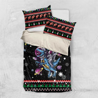Astronauts Ride A T Rex In Space With The Planet Christmas Bedding Set Xmas Holiday Patterns - Wonder Print Shop