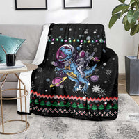 Astronauts Ride A T Rex In Space With The Planet Christmas Blanket Xmas Holiday Patterns - Wonder Print Shop