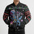 Astronauts Ride A T Rex In Space With The Planet Christmas Bomber Puffer Jacket Xmas Holiday Patterns - Wonder Print Shop
