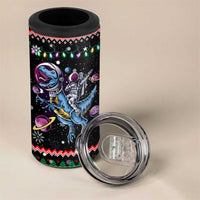 Astronauts Ride A T Rex In Space With The Planet Christmas 4 in 1 Can Cooler Tumbler Xmas Holiday Patterns - Wonder Print Shop