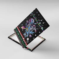 Astronauts Ride A T Rex In Space With The Planet Christmas Canvas Wall Art Xmas Holiday Patterns - Wonder Print Shop