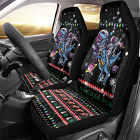 Astronauts Ride A T Rex In Space With The Planet Christmas Car Seat Cover Xmas Holiday Patterns - Wonder Print Shop
