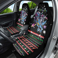 Astronauts Ride A T Rex In Space With The Planet Christmas Car Seat Cover Xmas Holiday Patterns - Wonder Print Shop